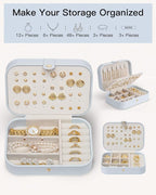 VLANDO Travel Jewelry Case, PU Leather Travel Jewelry Box with Earring Holder, Portable Display Mini Jewelry Case for Mothers