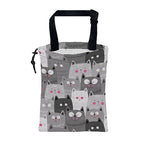 Car Garbage Bag Cute Grey Cats Drawstring Car Trash Bag Hanging for Back Seat with Adjustable Buckle Canvas Vehicle Trash Can Easy-to-Install