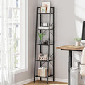 Hzuaneri Ladder Shelf, Bookshelf Bookcase, Freestanding Corner Storage Shelve with 2 Hooks for Home Office, Living Room, Kitc