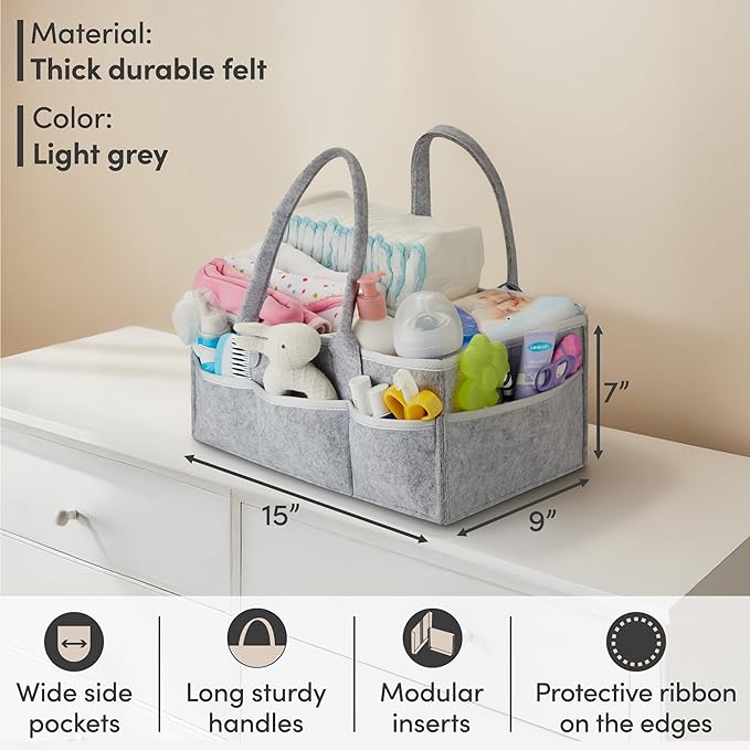 PUTSKA Baby Diaper Caddy Organizer Nursery Basket Set Baby Basket Gift Registry Baby Shower List Baby Must Haves Essentials N
