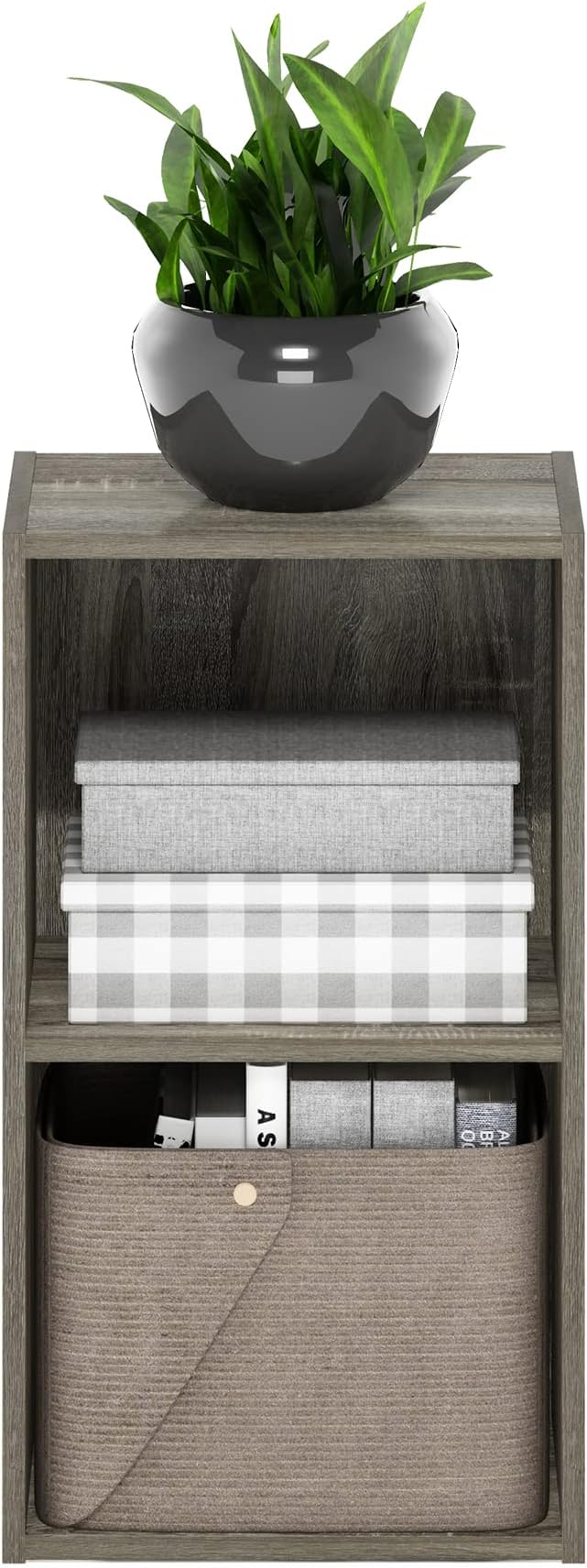 Furinno PASIR Book Shelf, 2-Tier Modern Bookshelf, Open Shelves Bookcase 9 x 12 x 21, Easy Assembly, for Living Room, Bedroom