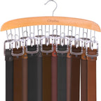 Belt Hanger Organizer for Closet: Ohuhu 12 Hooks Max 36 Belts Tie Rack Wooden Belt Holder for Storage 360 Degree Rotating Spa