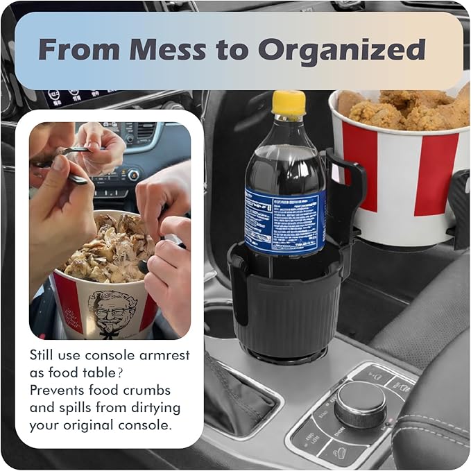 Car Cup Holder Expander, 2 in 1 Extra Cup Holder for Car, Double Automotive Holder Extender Adapter, Compatible with Hydro Flask, Yeti, Nalgene, 32/40 oz Large Bottles Drinks Mugs, OtterVerz 11