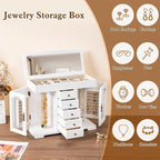 Miratino Jewelry Box for Women Girls, Wooden Jewelry Organizer Box with Mirror, 5 Layer Jewelry Storage Case Display for Neck