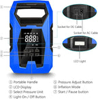 CARSUN AC/DC Tire Inflator Portable Air Compressor, Dual Power for Home 110V AC and Car 12V DC Air Pump with Pressure Gauge, Auto Shutoff, Tire Pump for Car Motorcycle Bike and Other Inflatables, Blue