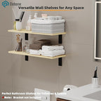 Floating Shelf Board for Wall 5/8" – No Brackets – 24" L x 12" W x 0.6" T Lite Oak Melamine Wood Floating Shelves for Bathroo