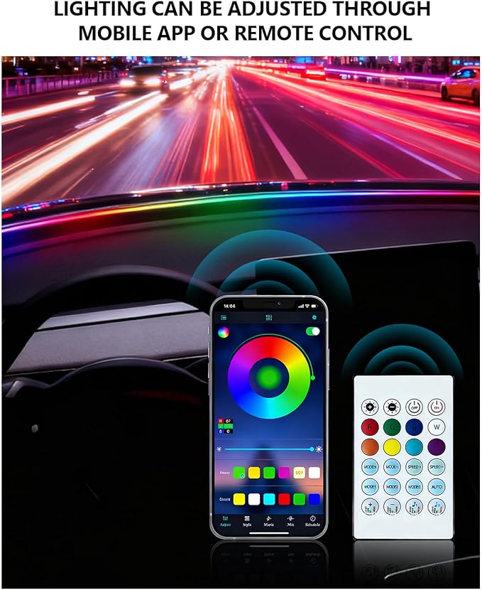 for Tesla LED Car Ambient Lighting Strip Model Y Juniper Model 3 Highland Accessories 2017-2026 Dashboard Windshield Interior LED Light Strip Waterproof Decoration Atmosphere Ambient Lighting
