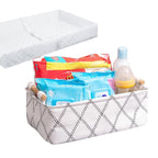 Decorative Collapsible Rectangular Fabric Storage Bin Organizer Basket with Wooden Handles for Clothes Storage,15.4x10.6x5.1 