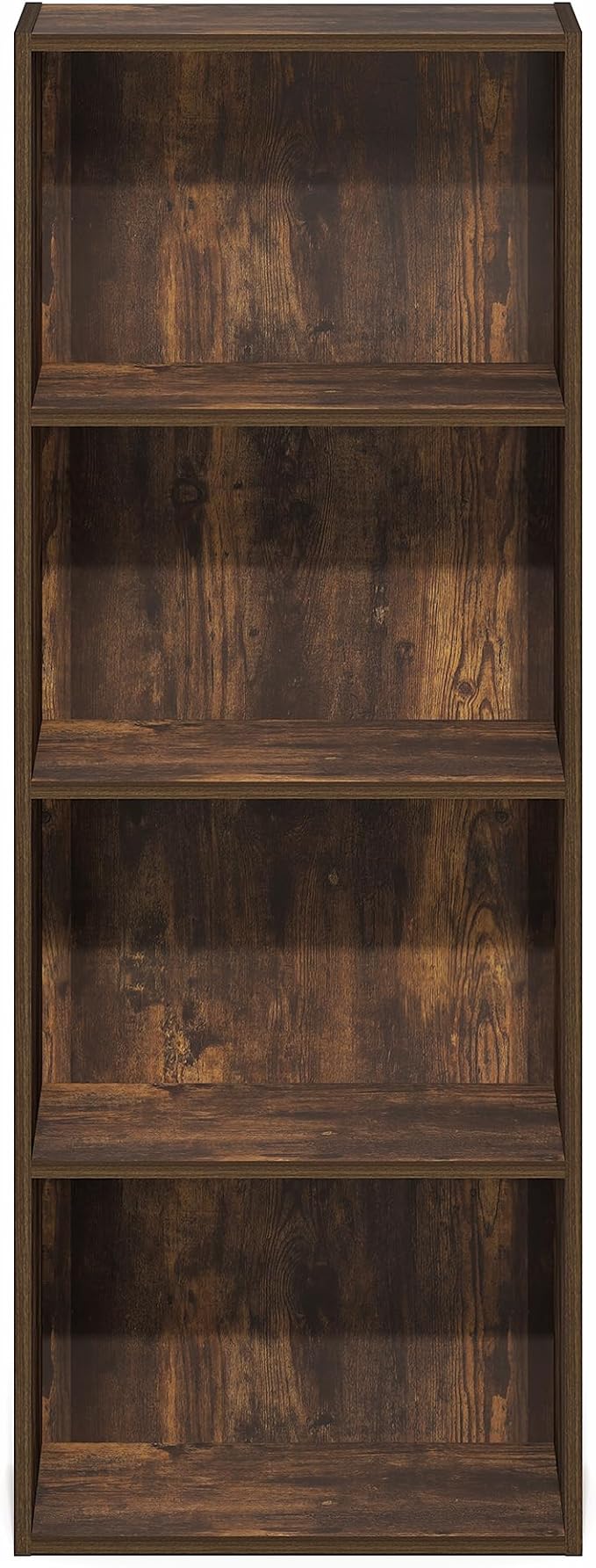 Furinno LUDER Book Shelf, 4-Tier Bookshelf, Bookcase with Open Shelf, 9.3 x 15.6 x 41.7, for Corner, Living Room, Bedroom, Ho