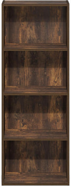 Furinno LUDER Book Shelf, 4-Tier Bookshelf, Bookcase with Open Shelf, 9.3 x 15.6 x 41.7, for Corner, Living Room, Bedroom, Ho