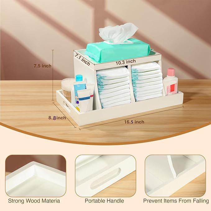 Three colors Diaper Organizer, Wooden Diaper Caddy Organizer, Changing Table Organizer, Diaper Storage Organizer, Nursery Bab