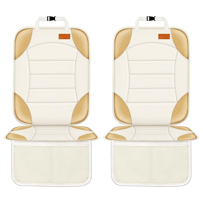 Siivton Car Seat Protector for Child, Cushion for Leather & Fabric Seats, 2 Mesh Pockets, Non-Slip Bottom, Waterproof for Veh