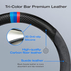 Carbon Fiber Steering Wheel Cover, Non-Slip and Sweat Absorbent, 15" Steering Wheel Covers for X5 X3 Men Women, Black (Black Suede ///)