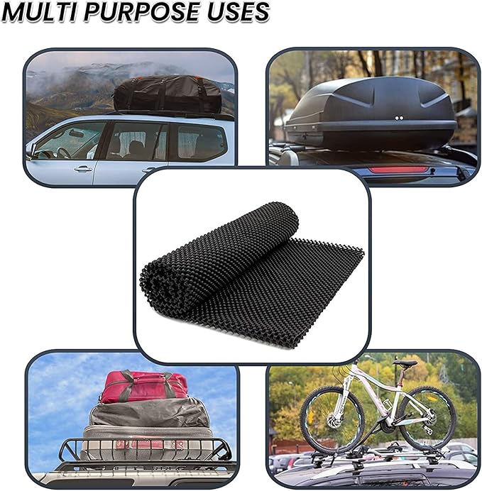 Zento Deals Car Roof Mat for Cargo Bag Mesh Rubber Mat for Car Roof Carrier Bag, Anti-Slip, Extra-Cushioning, Car Roof Padding, and Home Rubber Mat,Grip, Universal Usage,Car Roof Racks (2)