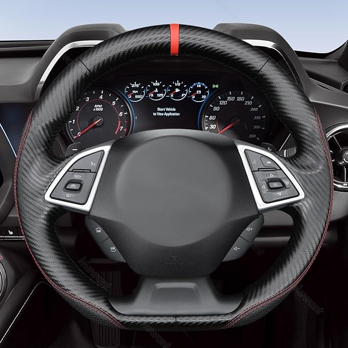 MEWANT Hand Sewn 3D Style Steering Wheel Cover Wrap for Chevrolet Camaro 2017-2022 Steering Wheel Accessories for Chevrolet Camaro 2017-2022