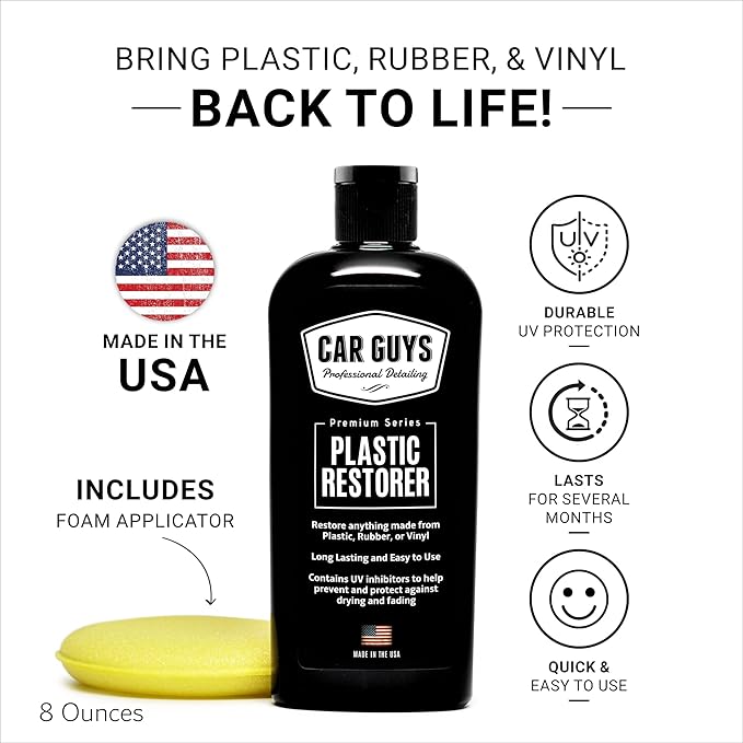 CAR GUYS Plastic Restorer | Bring Plastic, Rubber, and Vinyl Back to Life! | User Friendly Trim Restorer | Safe Auto Detailin