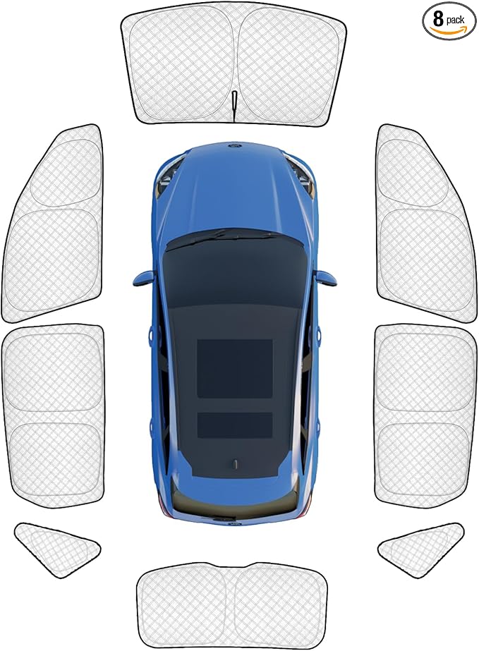 KMF 8pcs Thicken Sun Shades for Ford Escape 2020-2025 2026 Accessories,Full Car Window Covers Sunshade for Windshield Side Rear, Sun Visor UV Block and Blackout Privacy for Camping