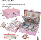 BOOVO Earring Jewelry Box For Women Girl Stud Organizer, 4 Layers Girl Jewelry Organizer Box With Lock Earring Holder Organiz