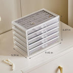 Acrylic Jewelry Box with 5 Drawers, Clear Earring Holder Organizer Rings Display Case with Adjustable Velvet Trays for Women 