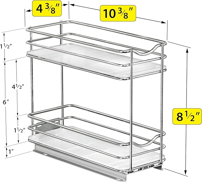 LYNK PROFESSIONAL® Pull Out Spice Organization for Cabinets - 4-3/8 inch Wide – Spice Rack for Inside Cabinets, Slide Out Spi