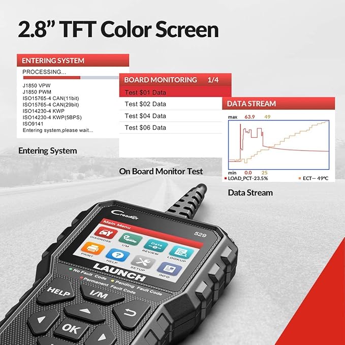 2026 NEW Launch OBD2 Scanner CR529 Code Reader Check Engine Light for All OBDII Car After 1996 Full OBD2 Functions Mode 8, I/M