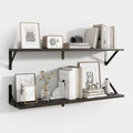 Axeman 32 Inch Floating Shelves | 8 Inch Deep Black Wood Wall Shelves Set of 2 | 31.5" W x 8" D Rustic Black Shelves for Bath