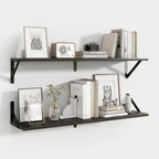Axeman 32 Inch Floating Shelves | 8 Inch Deep Black Wood Wall Shelves Set of 2 | 31.5" W x 8" D Rustic Black Shelves for Bath