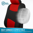 BDK PolyPro Car Seat Covers Full Set in Red on Black – Front and Rear Split Bench Seat Covers, Easy to Install, Accessories f