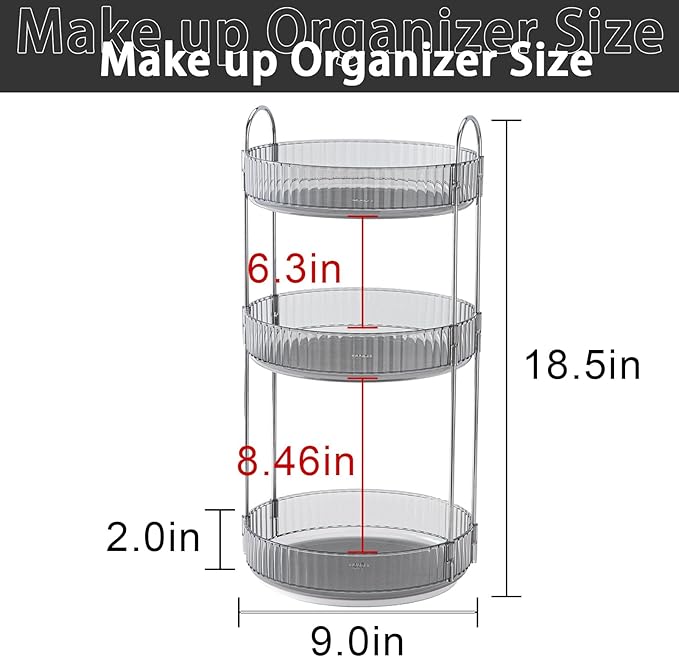 shuang qing Rotating Makeup Organizer for Vanity, Large Capacity Skincare Perfume Storage, Bathroom Counter Organizer, 360 Sp