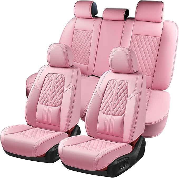 Coverado Car Seat Covers Full Set, Automotive Front and Rear Seat Covers with Backrest, Nappa Leather Car Seat Protectors Wat