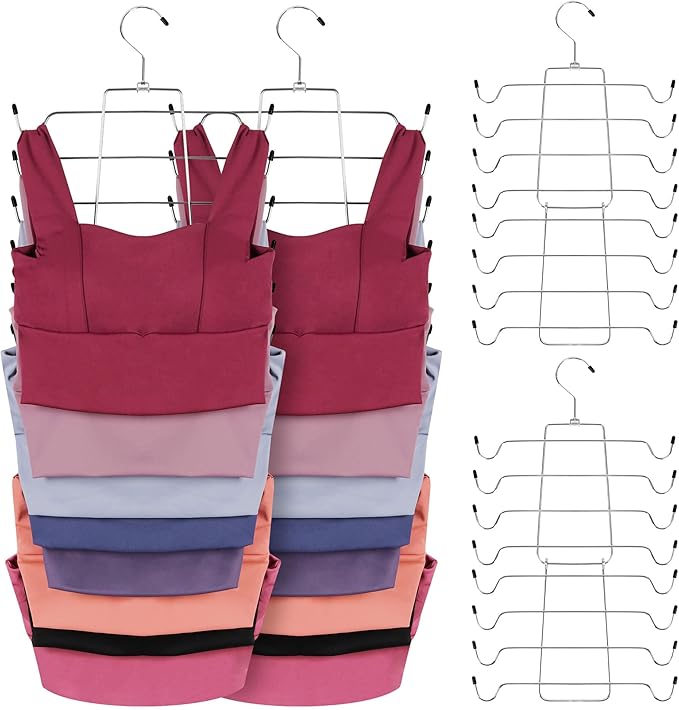 ZEDODIER 6 Pack Tank Top Hanger Space Saving, Bra Hangers for Closet Organizer, Hanging Bra Organizer Tank Tops Holder with 4