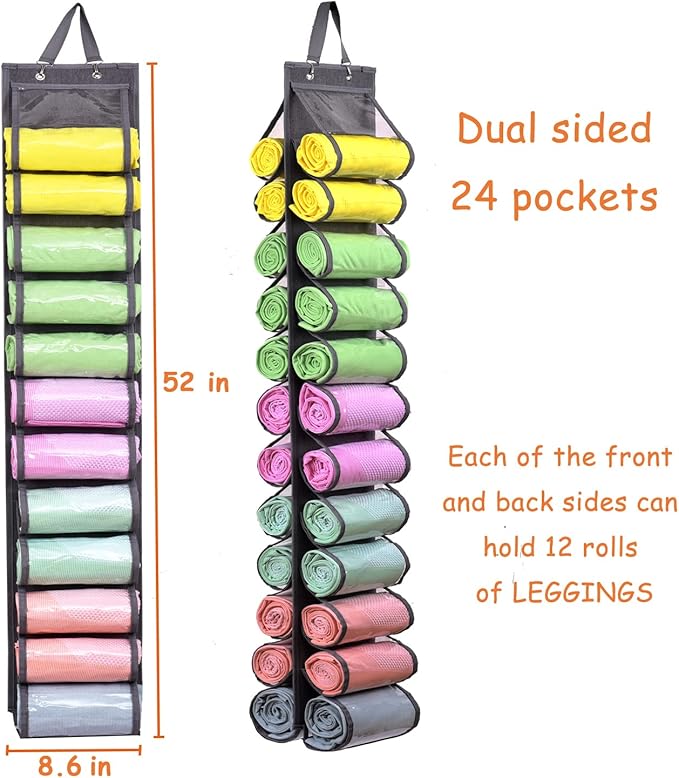 Legging Storage Bag Storage Hanger Can Holds 24 Leggings or Shirts Jeans Compartment Storage Hanger, Foldable Leggings Organi