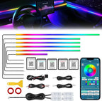 Dreamcolor Acrylic Interior Car LED Strip Light with Wireless APP, RGB 10 in 1 with 175 inches 612 LEDs Fiber Optic Strip Lights for Car, Dual Zone Symphony Neon Car Ambient Lighting