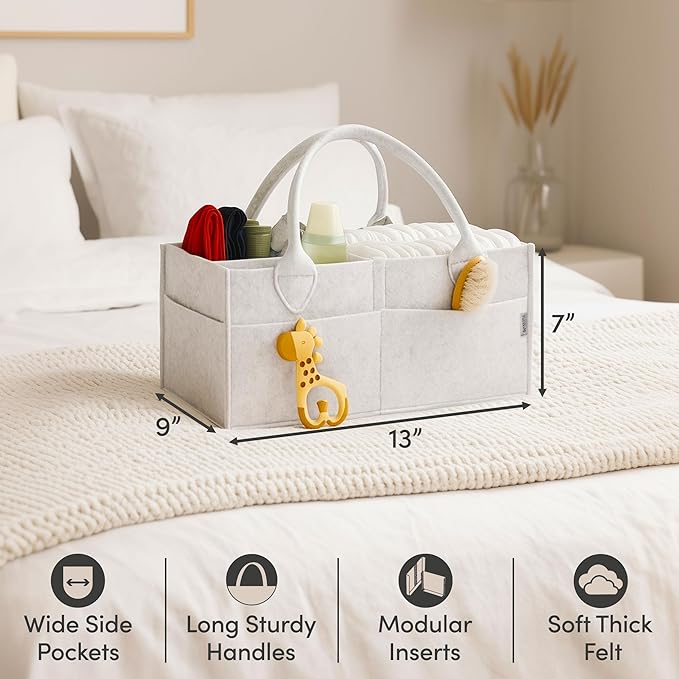 PUTSKA Baby Diaper Caddy Organizer - Nursery Storage Basket for Diaper Station, Baby Basket Shower List and Registry Gift Mus