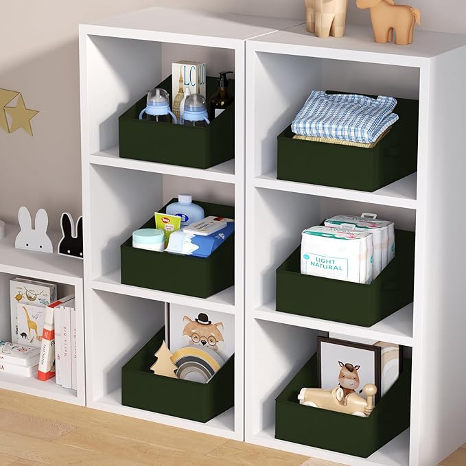 DIMJ Closet Storage Bins 6 Pack - Fabric Trapezoid Closet Organizer Bin, Foldable Storage Baskets for Shelves, Closet Shelf O