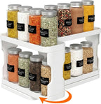 Lifewit Sliding Spice Rack for Cabinets, 6.4"H x 11.1"D x 6.1"W Slide Out Swive Cupboard Spice Organizer with Non-Slip Mat, A