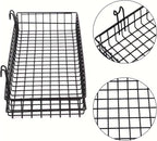 4 Pack 15.75 x 6 x 2.36 Inch Metal Grid Wall Baskets with Hooks, Hanging Wire Grid Basket, Multi-Function Wall Mounted Organi