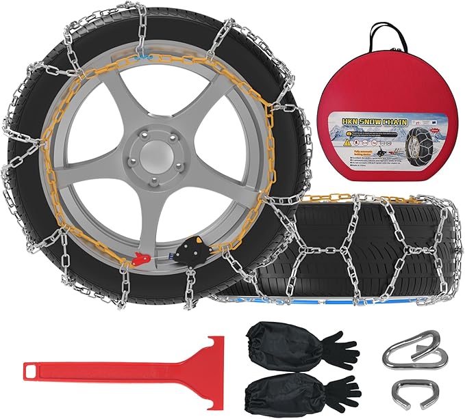 Auto-Fixing Snow Chains, 30s Quick Fit Easy Installation Tire-Chains, Portable Reusable High Carbon Steel Anti Slip Tire Chai