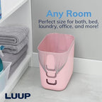 STORi Luup Bathroom Wastebasket, Secure Grocery Bags, Plastic Garbage Container for Vanity, Laundry Room, Kitchen, Office, 2.5 Gallon, Pink, Made in USA
