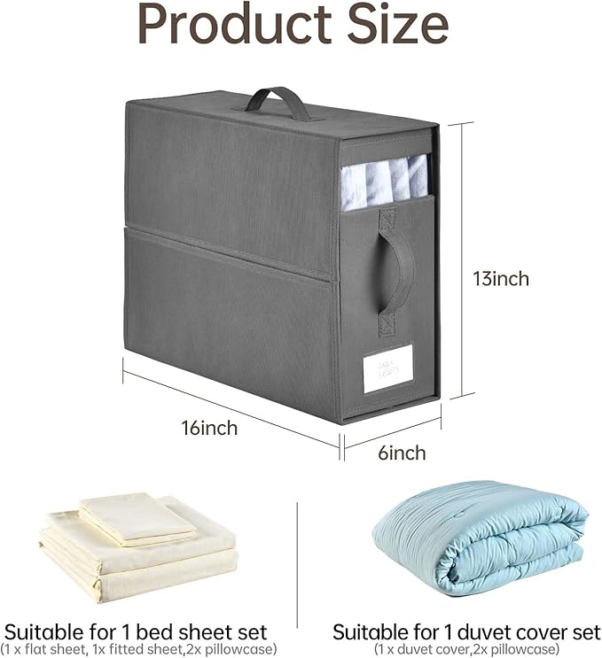 Bed Sheet Organizers,4 Pack Linen Closet Organizers and Storage, Foldable Bedding Organizer for Bedsheets, Duvet Covers and P