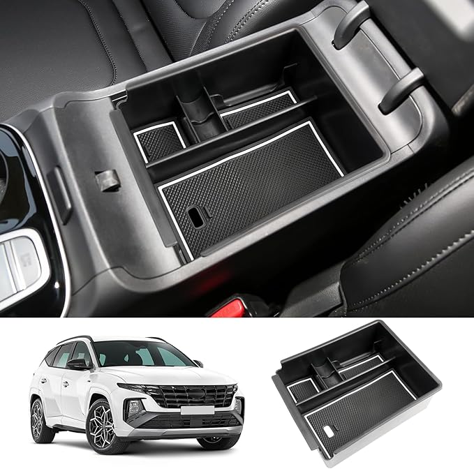 Center Console Organizer Compatible with 2025 2026 Hyundai Tucson SEL/SE Armrest Storage Box Armrest Console Organizer 2025 Tucson Accessories (ONLY FOR TUCSON SEL/SE/XRT,NOT FOR PHEV&Limited&N-Line)