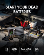Solar Power Bank 44400 mWH, 45W Fast Charging with 4 Built-in Cables & Car Battery Jumper Starter Portable, 12V Battery