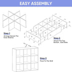 SUPER DEAL 9 Cube Storage Organizer, 3 Tier Bookshelf Open Shelf Display Rack with 5 Removable Back Panels Wood Bookshelf Sys