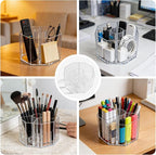 Acrylic Makeup Brush Holder, 360°Rotating Makeup Brush Organizer with 5 Grids, Clear Makeup Holder for Courtup, Bathroom Vani