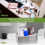 HUUSMOT 4-Pack Small Pastel Plastic Storage Baskets, Collapsible Crates for Organizing, Space-Saving Mini Bins for Classroom,