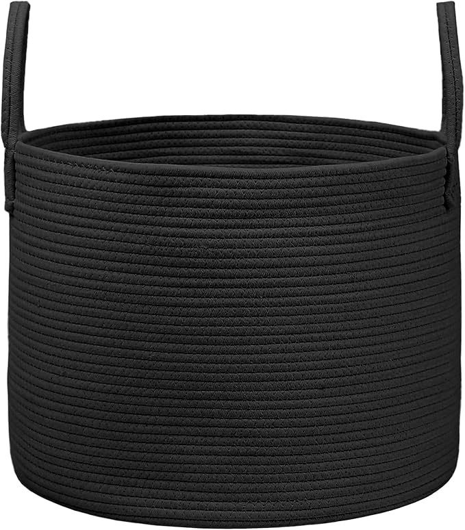 JMvicyroam 65L Extra Large Blanket Basket for Living Room - Woven Cotton Rope Laundry Hamper with Reinforced Handles - Storag