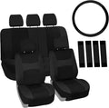 FH Group Full Set Cloth Car Seat Covers, Universal Fit Front and Split Bench Rear, Airbag Compatible, Washable for SUV, Sedan