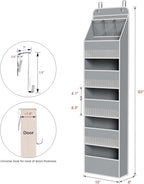 Univivi 6-Shelf Over Door Hanging Organizer Fabric Baby Door Storage with 5 Large Pockets and 3 Small PVC Pockets Wall Mount 