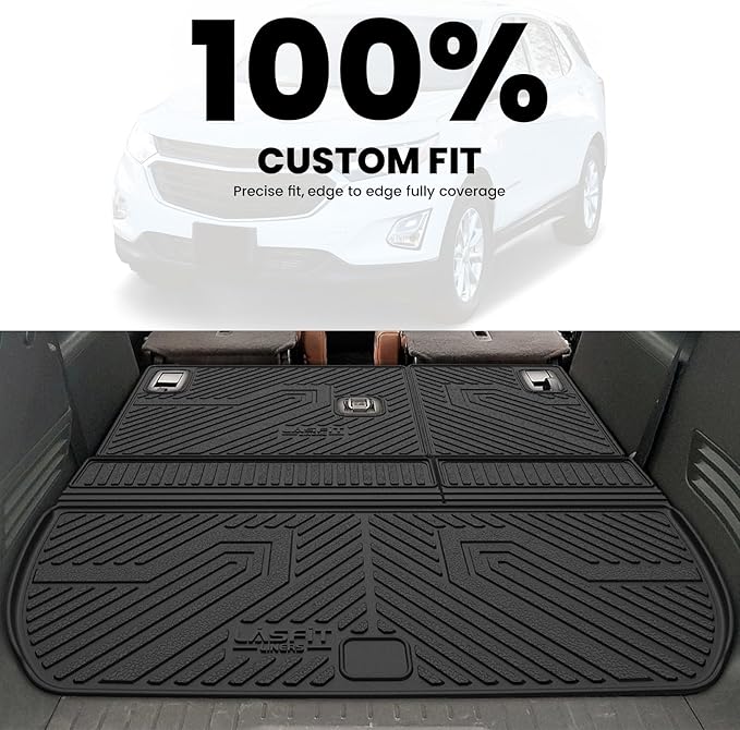 LASFIT Trunk Mat with Backrest Mat for Chevrolet Chevy Traverse 2009-2017/Buick Enclave 2008-2017, All Weather TPE Custom Fit Cargo Mat Trunk Liner with Backrest Mat, Black