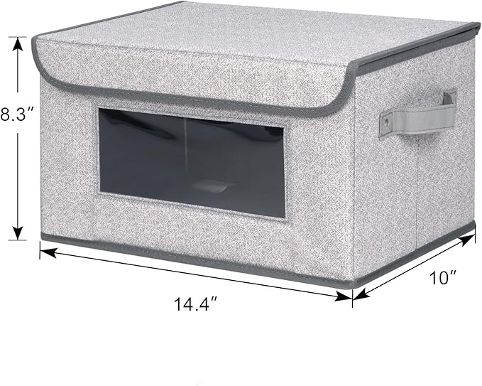 Univivi [4-Pack Fabric Storage Boxes Collapsible Storage Bins with Lids and Handles Cube Organizer Basket for Home, Closet, B